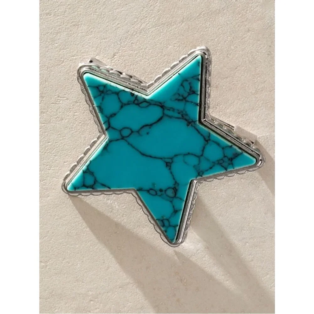 Free People high roller turquoise star brooch in silver
